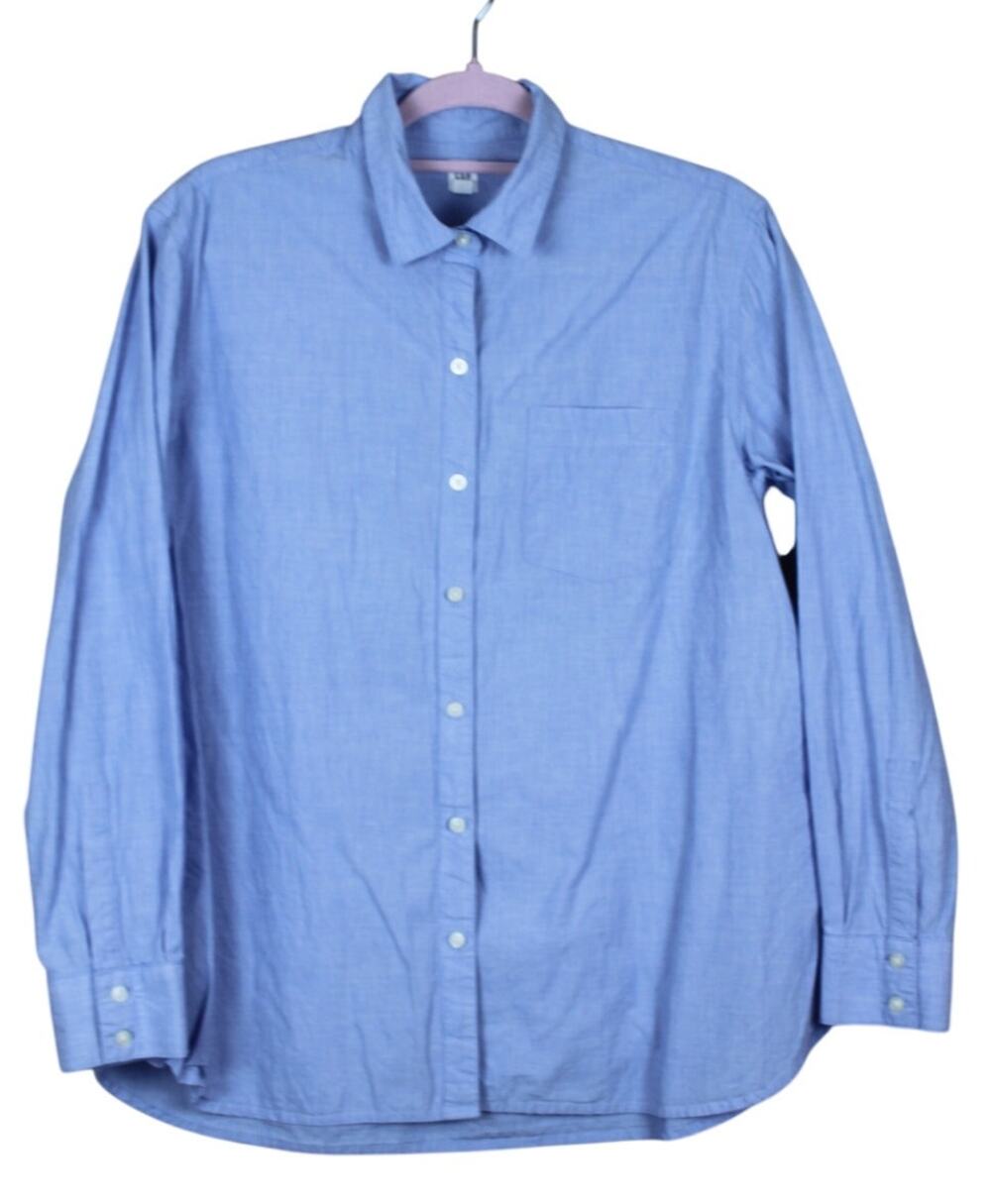 Gap Light Blue Chambray Classic Cotton Oxford Button Up Dress Shirt Top Size L